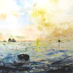 Abendrot am Mittelmeer / Rosso del tramonto sul mare mediterraneo / Mediterranean Sea Sunset, Aq., 2006, 35x29,5